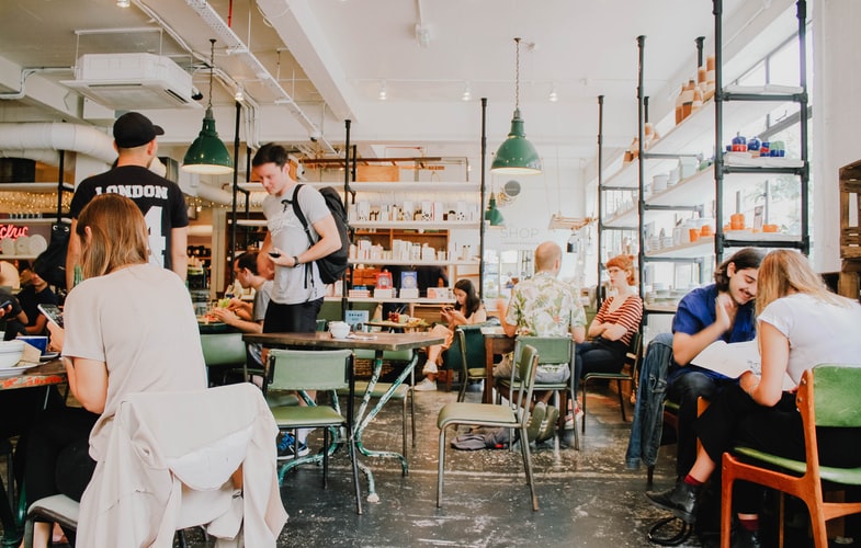 Picture of people at a restaurant